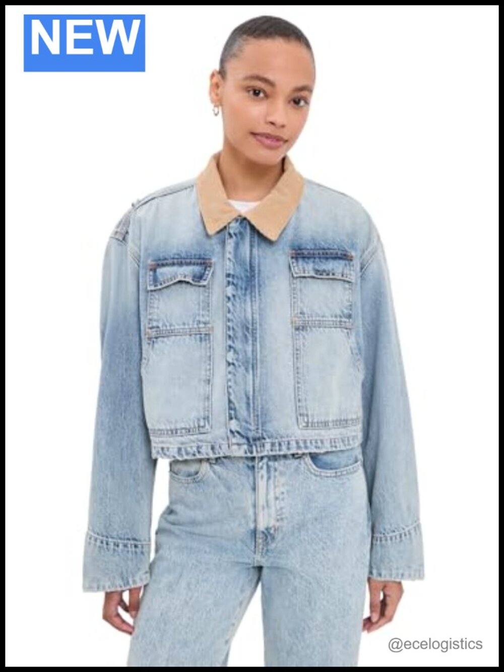 SLVRLAKE Cropped Denim Worker Jacket Mid-Weight 100% Cotton